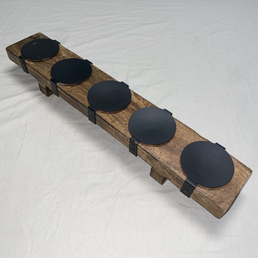Wooden 5-Pillar Candle Display Riser Stand